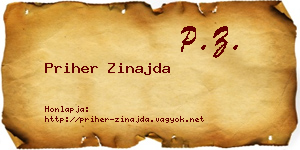 Priher Zinajda névjegykártya